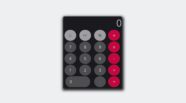 Calculator App - Dark Theme UI with Circular Buttons